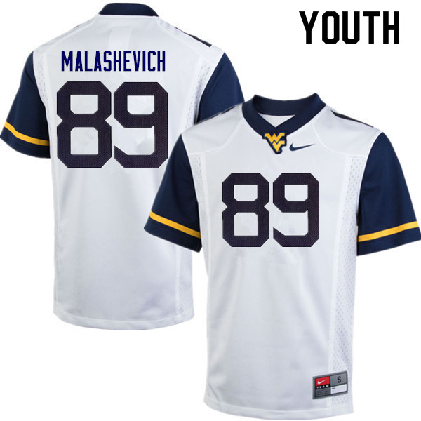 NCAA Youth Graeson Malashevich West Virginia Mountaineers White #89 Nike Stitched Football College Authentic Jersey OA23D50MM